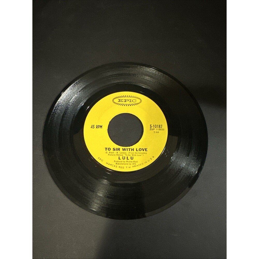 Epic Records 45 Lulu "To Sir With Love" "The Boat‎ That I Row" Used - Picture 2 of 2